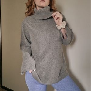 Office Siren Poetcore Coastal Preppy Grey Wool & Angora Oversized Turtleneck